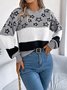 Pulls Femmes Rayé Décontracté Printemps / Automne Micro-élasticité Quotidien Ample Col Rond Fil/fil de laine Régulier