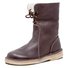 Chelsea Bottes Femme Rétro Plain Automne Portable Vacances Bottes de Neige Cuir Bout Rond Fausse Fourrure