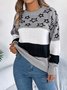 Pulls Femmes Rayé Décontracté Printemps / Automne Micro-élasticité Quotidien Ample Col Rond Fil/fil de laine Régulier