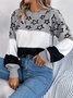 Pulls Femmes Rayé Décontracté Printemps / Automne Micro-élasticité Quotidien Ample Col Rond Fil/fil de laine Régulier