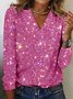 T-shirts Femmes Sexy Plain Printemps / Automne Polyester Col V Quotidien Régulier Droit Régulier
