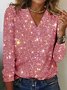T-shirts Femmes Sexy Plain Printemps / Automne Polyester Col V Quotidien Régulier Droit Régulier