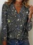 T-shirts Femmes Sexy Plain Printemps / Automne Polyester Col V Quotidien Régulier Droit Régulier