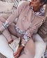 Deux Pièces Ensembles Décontracté Floral Printemps / Automne Zip Micro-élasticité Ample Jersey Droit Régulier pour Femmes
