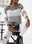 Pulls Motif Léopard Décontracté Printemps / Automne Micro-élasticité Quotidien Ample Fil/fil de laine Régulier Régulier pour Femmes