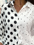 Chemises Pois Polka Décontracté Printemps / Automne Coton Aucune élasticité Ample Manches Longues Régulier Col de Chemise pour Femmes