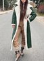 Col Châle Manches Longues Épaissi Plain Manteau pour Femmes