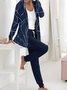 Deux Pièces Ensembles Bloc de Couleur Décontracté Printemps / Automne Sweat-shirt à Capuche Micro-élasticité Quotidien Jersey Droit Régulier pour Femmes