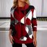 Sweat-shirts Femmes Décontracté Printemps / Automne Plaid Zip Noël Col Roulé Régulier Droit Régulier