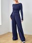 Deux Pièces Ensembles Femmes Décontracté Plain Printemps / Automne Zip Quotidien Ample Jersey Top Avec Pantalons Régulier