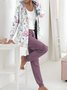 Deux Pièces Ensembles Bloc de Couleur Décontracté Printemps / Automne Sweat-shirt à Capuche Micro-élasticité Quotidien Jersey Droit Régulier pour Femmes
