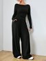 Deux Pièces Ensembles Femmes Décontracté Plain Printemps / Automne Zip Quotidien Ample Jersey Top Avec Pantalons Régulier