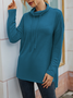 Chemisiers1 Femmes Décontracté Plain Printemps / Automne Micro-élasticité Ample Jersey Col Roulé Droit Régulier