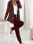 Deux Pièces Ensembles Bloc de Couleur Décontracté Printemps / Automne Sweat-shirt à Capuche Micro-élasticité Quotidien Jersey Droit Régulier pour Femmes