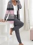 Deux Pièces Ensembles Bloc de Couleur Décontracté Printemps / Automne Sweat-shirt à Capuche Micro-élasticité Quotidien Jersey Droit Régulier pour Femmes