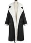Col Châle Manches Longues Épaissi Plain Manteau pour Femmes