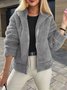 Col Montant Manches Longues Épaissi Plain Veste Sherpa Caniche Blouson pour Femmes