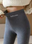 Pantalons De Yoga Décontracté Plain Hiver en Mélangé de Coton Quotidien Serré Pantalon à la cheville Épaissi Droit pour Femmes