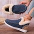 Rembourré de Coton Bottes Femme Décontracté Plain Hiver Faire la navette Peluche Talon Bas Bout Rond PU à Enfiler