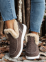 Rembourré de Coton Bottes Femme Décontracté Plain Hiver Faire la navette Peluche Talon Bas Bout Rond PU à Enfiler