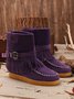 Rembourré de Coton Bottes Rétro Plain Hiver à Talon Plat Bout Rond PU PU Caoutchouc Bottes classiques pour Femmes