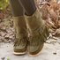Rembourré de Coton Bottes Rétro Plain Hiver à Talon Plat Bout Rond PU PU Caoutchouc Bottes classiques pour Femmes