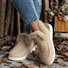 Rembourré de Coton Bottes Femme Décontracté Plain Hiver Faire la navette Peluche Talon Bas Bout Rond PU à Enfiler