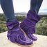Rembourré de Coton Bottes Rétro Plain Hiver à Talon Plat Bout Rond PU PU Caoutchouc Bottes classiques pour Femmes