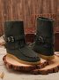 Rembourré de Coton Bottes Rétro Plain Hiver à Talon Plat Bout Rond PU PU Caoutchouc Bottes classiques pour Femmes