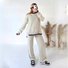 Deux Pièces Ensembles Décontracté Plain Printemps / Automne Naturel Micro-élasticité Manches Longues Fil/fil de laine Top Avec Pantalons Droit pour Femmes