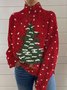 Pulls Femmes Décontracté Printemps / Automne impression en 3D Polyester Micro-élasticité Manches Longues Régulier Droit Faux Col