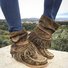Rembourré de Coton Bottes Rétro Plain Hiver à Talon Plat Bout Rond PU PU Caoutchouc Bottes classiques pour Femmes