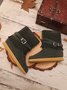 Rembourré de Coton Bottes Rétro Plain Hiver à Talon Plat Bout Rond PU PU Caoutchouc Bottes classiques pour Femmes