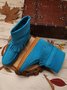 Rembourré de Coton Bottes Rétro Plain Hiver à Talon Plat Bout Rond PU PU Caoutchouc Bottes classiques pour Femmes