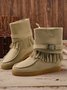 Rembourré de Coton Bottes Rétro Plain Hiver à Talon Plat Bout Rond PU PU Caoutchouc Bottes classiques pour Femmes