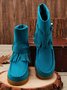 Rembourré de Coton Bottes Rétro Plain Hiver à Talon Plat Bout Rond PU PU Caoutchouc Bottes classiques pour Femmes
