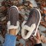 Rembourré de Coton Bottes Femme Décontracté Plain Hiver Faire la navette Peluche Talon Bas Bout Rond PU à Enfiler