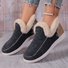 Rembourré de Coton Bottes Femme Décontracté Plain Hiver Faire la navette Peluche Talon Bas Bout Rond PU à Enfiler