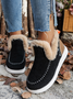 Rembourré de Coton Bottes Femme Décontracté Plain Hiver Faire la navette Peluche Talon Bas Bout Rond PU à Enfiler