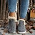 Rembourré de Coton Bottes Femme Décontracté Plain Hiver Faire la navette Peluche Talon Bas Bout Rond PU à Enfiler