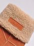 Rembourré de Coton Bottes Décontracté Plain Hiver Bottes de Neige Cuir de Vachette Talon de Bloc Bout Rond Caoutchouc à Enfiler pour Femmes