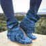 Rembourré de Coton Bottes Rétro Plain Hiver à Talon Plat Bout Rond PU PU Caoutchouc Bottes classiques pour Femmes