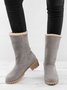 Rembourré de Coton Bottes Décontracté Plain Hiver Bottes de Neige Cuir de Vachette Talon de Bloc Bout Rond Caoutchouc à Enfiler pour Femmes