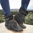 Rembourré de Coton Bottes Rétro Plain Hiver à Talon Plat Bout Rond PU PU Caoutchouc Bottes classiques pour Femmes