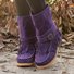 Rembourré de Coton Bottes Rétro Plain Hiver à Talon Plat Bout Rond PU PU Caoutchouc Bottes classiques pour Femmes