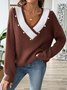 Pulls Décontracté Plain Printemps / Automne Micro-élasticité Quotidien Fil/fil de laine Régulier Droit Régulier pour Femmes