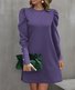 Femmes Plain Rouge Col Rond Confortable Robe Mi-Longue Décontracté