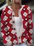Cardigans Femmes Géométrique Décontracté Hiver Naturel Quotidien Laine/Tricot Mi-long Droit Élasticité moyenne