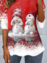 T-shirts Femmes Décontracté Printemps / Automne Bonhomme de Neige de Noël Aucune élasticité Quotidien Ample Col Rond Régulier Régulier