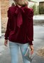 Chemisiers1 Décontracté Plain Printemps / Automne Velours Quotidien Col Rond Régulier Droit Régulier pour Femmes